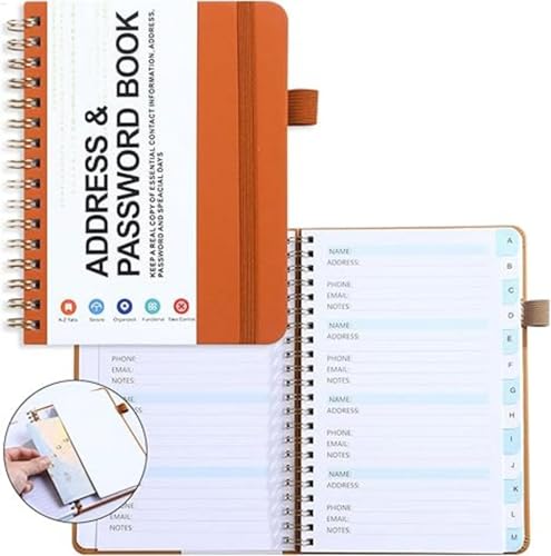Passwortbuch Mit Alphabetischen Tabs – Adressbuch Und Passwortspeicher Für Die Büroorganisation, Kompaktes Spiralnotizbuch, Internet-Passworthalter Und Adressbuch Mit Tabs Passwortbuch Mit Alphabetischen Tabs – Adressbuch Und Passwortspeicher Für Die Büroorganisation, Kompaktes Spiralnotizbuch, Internet-Passworthalter Und Adressbuch Mit Tabs von Yjkedfh