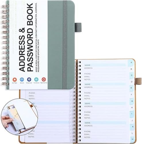 Passwortbuch Mit Alphabetischen Tabs – Adressbuch Und Passwortspeicher Für Die Büroorganisation, Kompaktes Spiralnotizbuch, Internet-Passworthalter Und Adressbuch Mit Tabs Passwortbuch Mit Alphabetischen Tabs – Adressbuch Und Passwortspeicher Für Die Büroorganisation, Kompaktes Spiralnotizbuch, Internet-Passworthalter Und Adressbuch Mit Tabs von Yjkedfh