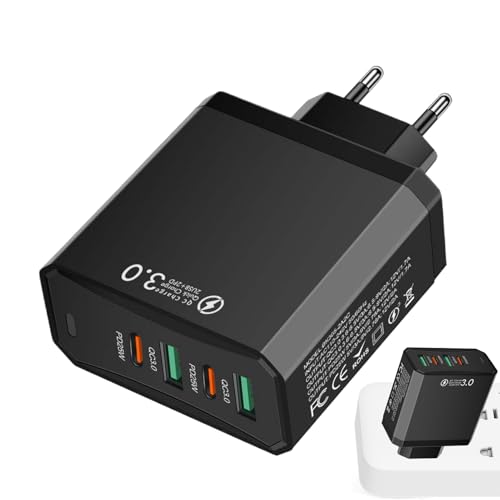 Yjkedfh Europäischer Ladeadapter | 2 USB + 2 PD Europäischer Reisestecker Mit Schnellem QC3.0 & Mehrfachanschlüssen - 4 In 1 Schnellladegerät Mit Mehreren Anschlüssen Für Unterwegs Hotel Aufenthalt Yjkedfh Europäischer Ladeadapter | 2 USB + 2 PD Europäischer Reisestecker Mit Schnellem QC3.0 & Mehrfachanschlüssen - 4 In 1 Schnellladegerät Mit Mehreren Anschlüssen Für Unterwegs Hotel Aufenthalt von Yjkedfh