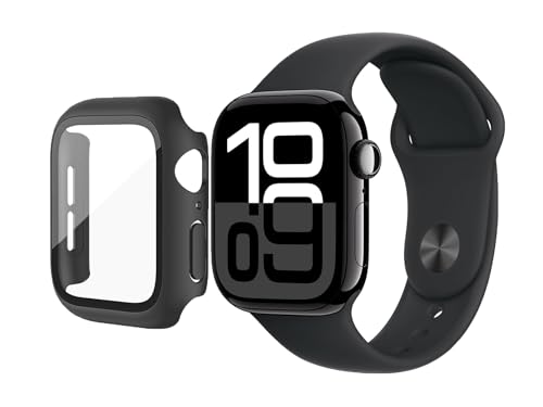 YjkjYii 1 Stück Hülle mit Displayschutz für Apple Watch Series 10 42mm Hartglas Schutzhülle,Hard PC Ultradünne Glas Schutz Case Rundum Displayschutz Schutzhülle - Schwarz YjkjYii 1 Stück Hülle mit Displayschutz für Apple Watch Series 10 42mm Hartglas Schutzhülle,Hard PC Ultradünne Glas Schutz Case Rundum Displayschutz Schutzhülle - Schwarz von YjkjYii