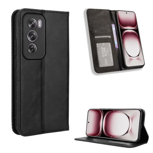 YjkjYii Hülle für Oppo Reno12/Reno 12 5G Case,[Hochwertiges PU Leder][Kartenfach] Klapphülle Schutzhülle,Handyhülle mit Oppo Reno12/Reno 12 5G - Schwarz von YjkjYii