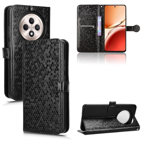 YjkjYii Hülle für Oppo Reno 12F/Reno 12FS 5G Case,[Hochwertiges PU Leder][Kartenfach] Klapphülle Schutzhülle,Handyhülle mit Oppo Reno 12F/Reno 12FS 5G - Schwarz von YjkjYii