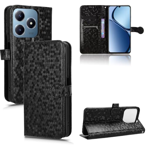 YjkjYii Hülle für Realme C61/C63 Case,[Hochwertiges PU Leder][Kartenfach] Klapphülle Schutzhülle,Handyhülle mit Realme C61/C63 - Schwarz von YjkjYii