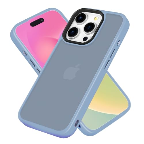 Ykasia Hülle für iPhone 15 Pro 6,1 Zoll, Stoßfest Kratzfest Schutzhülle, Mattierte Durchscheinende Rückseite Schutzhülle, Rückseite Dünn, Anti-Fingerabdruck (Blau) von Ykasia