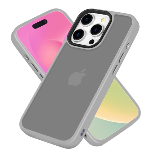 Ykasia Hülle für iPhone 15 Pro 6,1 Zoll, Stoßfest Kratzfest Schutzhülle, Mattierte Durchscheinende Rückseite Schutzhülle, Rückseite Dünn, Anti-Fingerabdruck (Grau) von Ykasia