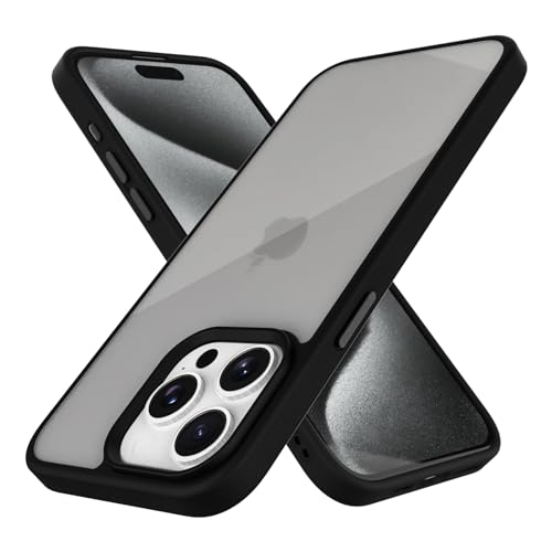 Ykasia Hülle für iPhone 15 Pro 6,1 Zoll, Stoßfest Kratzfest Schutzhülle, Mattierte Durchscheinende Rückseite Schutzhülle, Rückseite Dünn, Anti-Fingerabdruck (Schwarz) von Ykasia