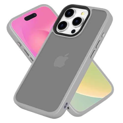 Ykasia Hülle für iPhone 15 Pro Max 6,7 Zoll, Stoßfest Kratzfest Schutzhülle, Mattierte Durchscheinende Rückseite Schutzhülle, Rückseite Dünn, Anti-Fingerabdruck (Grau) von Ykasia