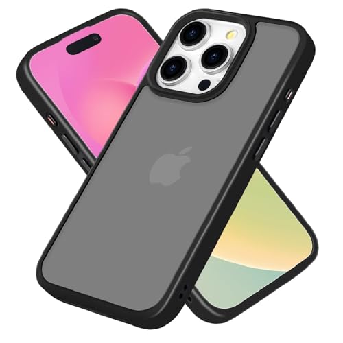 Ykasia Hülle für iPhone 15 Pro Max 6,7 Zoll, Stoßfest Kratzfest Schutzhülle, Mattierte Durchscheinende Rückseite Schutzhülle, Rückseite Dünn, Anti-Fingerabdruck (Schwarz) von Ykasia