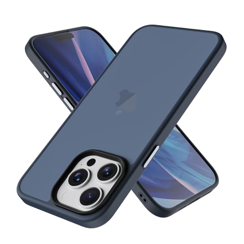 Ykasia Hülle für iPhone 15 Pro Max 6,7 Zoll, Stoßfest Kratzfest Schutzhülle, Mattierte Durchscheinende Rückseite Schutzhülle, Rückseite Dünn, Anti-Fingerabdruck (Sturmblau) von Ykasia