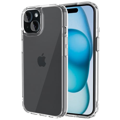 Ykasia für iPhone 15 Hülle, Harte PC Rahmen & Weiche TPU Rückseite, Kameraschutz, Militärnorm Schutz, Anti-Kratzt Transparent Rückseite (Durchsichtig) von Ykasia