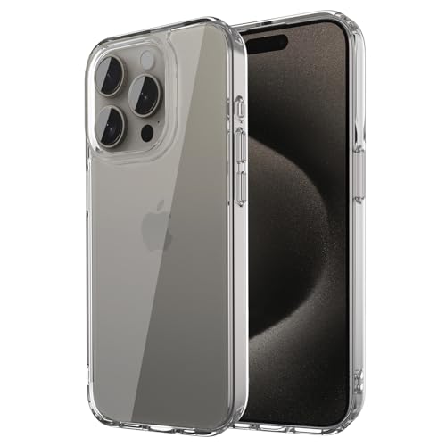 Ykasia für iPhone 15 Pro Hülle, Harte PC Rahmen & Weiche TPU Rückseite, Kameraschutz, Militärnorm Schutz, Anti-Kratzt Transparent Rückseite (Durchsichtig) von Ykasia