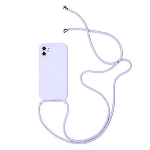 Ykerey Handykette Hülle mit Band für iPhone 12 Mini Einstellbar Necklace Handyhülle mit Kette Weichem Silikon Case Kameraschutz Cover Mikrofaser-Innenfutter Schutzhülle, Lavendel von Ykerey