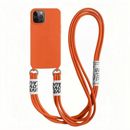 Ykerey Handykette für iPhone 15 Hülle mit Band Necklace Handyhülle Silikon TPU Schutzhülle mit Kordel zum Umhängen Cover mit Mikrofaser-Futter für iPhone 15, Orange von Ykerey
