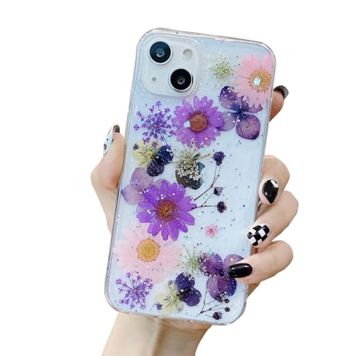 Ykerey Hülle für iPhone 15 Hülle Glitzer Transparent Silikon HandyHülle Echte Getrocknete Schutzhülle Clear Weiche TPU Flexibel Stoßfest Lila Blumen Case für iPhone 15 Ykerey Hülle für iPhone 15 Hülle Glitzer Transparent Silikon HandyHülle Echte Getrocknete Schutzhülle Clear Weiche TPU Flexibel Stoßfest Lila Blumen Case für iPhone 15 von Ykerey