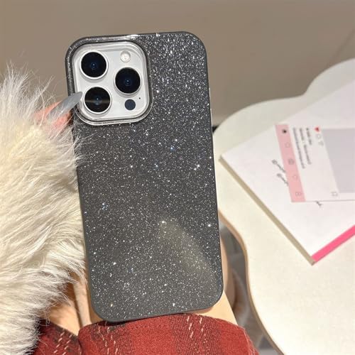 Ykerey Hülle für iPhone 15 Pro Max Glitzer Schutzhülle Stoßfeste Silikon Handyhülle Niedliche für Frauen und Mädchen TPU Bumper Bling Case für iPhone 15 Pro Max(Schwarz) von Ykerey