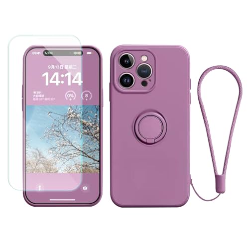 Ykerey Hülle für iPhone 15 Pro Max Handyhülle mit Ring Ständer Lanyard Silikon Halter Schutzhülle Magnetische Autohalterung Cover mit 1 Stücke Schutzfolie für iPhone 15 Pro Max, Lila Ykerey Hülle für iPhone 15 Pro Max Handyhülle mit Ring Ständer Lanyard Silikon Halter Schutzhülle Magnetische Autohalterung Cover mit 1 Stücke Schutzfolie für iPhone 15 Pro Max, Lila von Ykerey