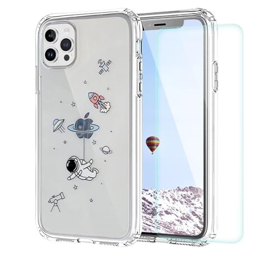 Ykerey Hülle für iPhone 15 Pro Max Transparentes Klares Weiches TPU Pärchen Handyhülle mit 1 Stück Displayschutz Ultra Dünne Kratzfeste Silikon Gel Schutzhülle für iPhone 15 Pro Max (6,7"), Astronaut von Ykerey