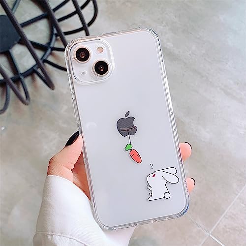 Ykerey Hülle für iPhone 15 Pro Max mit 1 Stücke Schutzfolie Transparentes Kaninchen Muster Weiches Pärchen Handyhülle TPU Kratzfeste Dünne Kratzfeste Silikon Schutzhülle für iPhone 15 Pro Max von Ykerey