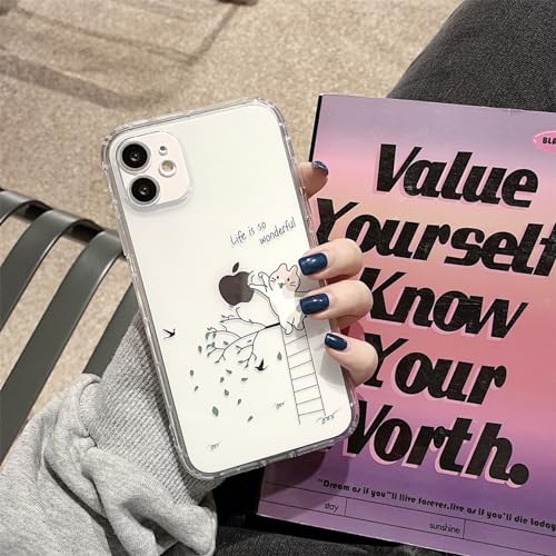 Ykerey Hülle für iPhone 15 Pro Max mit 1 Stücke Schutz Glas Folie Durchsichtig Transparente Flexible Silikon Dünne TPU Stoßfestem Design Schutzhülle mit Katzen Muster für iPhone 15 Pro Max von Ykerey