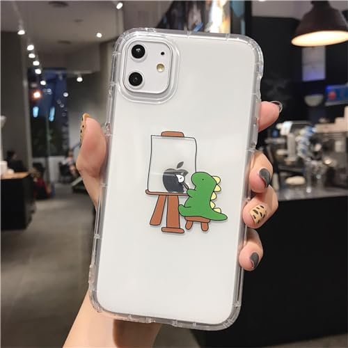 Ykerey Hülle für iPhone 15 Pro Max mit 1 Stücke Schutzfolie Durchsichtig Transparente Flexible Silikon Dünne TPU Stoßfestem Design Schutzhülle mit Dinosaurier Muster für iPhone 15 Pro Max von Ykerey