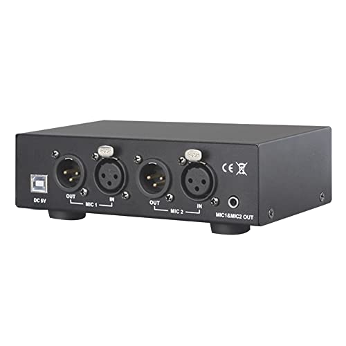 Yklhsocneg USB Dual Mixed Output Phantom Power Supply Black Audio Interface Metal for Condenser Microphones Music Recording Equipment von Yklhsocneg