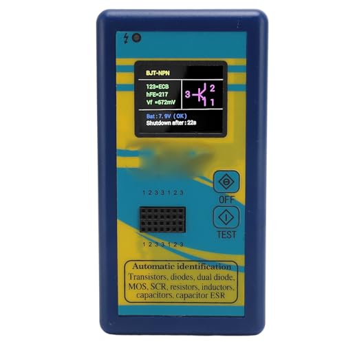 1.8 Inch Color Screen Transistor Tester with Auto Identification for NPN PNP Mosfet, Wide Application Triode FET Diode Resistor Capacitor Inductor Testing Kit (Blue) von Ylwxzenith