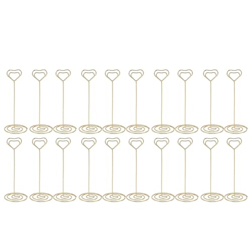 20Pcs Iron Table Number Holders, Stylish Decorative Number Stands, to Use for Displaying Table Numbers at Weddings Parties Birthdays, 12cm Heart Shaped (Gold) von Ylwxzenith