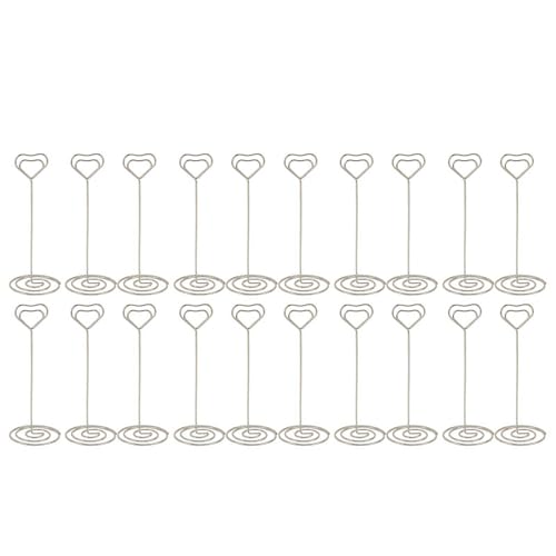 20Pcs Iron Table Number Holders, Stylish Decorative Number Stands, to Use for Displaying Table Numbers at Weddings Parties Birthdays, 12cm Heart Shaped (Silver) von Ylwxzenith