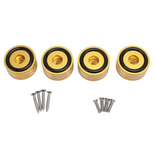 4pcs Aluminiumlegierungslautsprecher -Isolation Füße, die Vibration für Verstärker -CD -DVD -Player -HiFi -Geräte, Installation ohne Bohrung, Dämpfungsmaterial (Gold) von Ylwxzenith