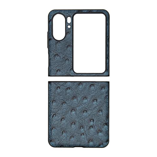 Ostrich Print Leather Phone, Scratch Foldable, Fit for Oppo Find N2 Flip, Extends Phone (Blue) von Ylwxzenith