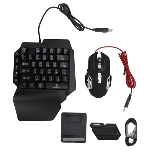 Ylwxzenith RGB One Handed Gaming -Tastatur und Combo 4 in 1 Pack mit Konverter und Telefonständer für mobiles Spielen von Ylwxzenith