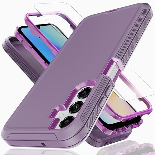 Schutzhülle für Samsung A05S Galaxy A05S mit explosionsgeschützter Displayschutzfolie, 3-in-1 stoßfestes TPU, harter Polycarbonat, sturzsichere Schale für Samsung Galaxy A05S, Violett von YmhxcY