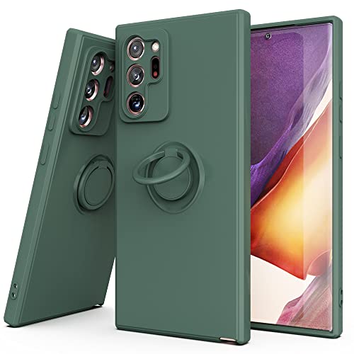 YmhxcY Galaxy Note 20 Ultra Case,360°Ring Holder Slim Silicone Soft Rubber Hybrid Hard Protection Shockproof Bumper Non-Slip Cover for Samsung Galaxy Note 20 Ultra 6.9" D-Dark Green von YmhxcY