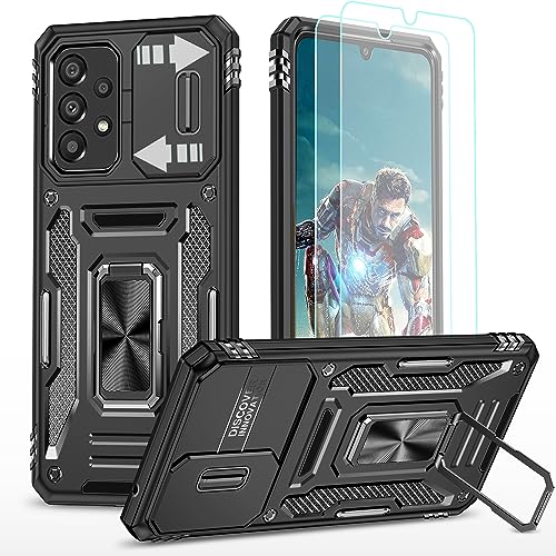 YmhxcY Hülle Für Samsung Galaxy A33 Hülle,*2 Displayschutzfolie,Slide Camera Cover, Militär Grade Schutzhülle, 360°Drehen Metallständer,Für Samsung Galaxy A33 5G Hülle-Schwarz YmhxcY Hülle Für Samsung Galaxy A33 Hülle,*2 Displayschutzfolie,Slide Camera Cover, Militär Grade Schutzhülle, 360°Drehen Metallständer,Für Samsung Galaxy A33 5G Hülle-Schwarz von YmhxcY