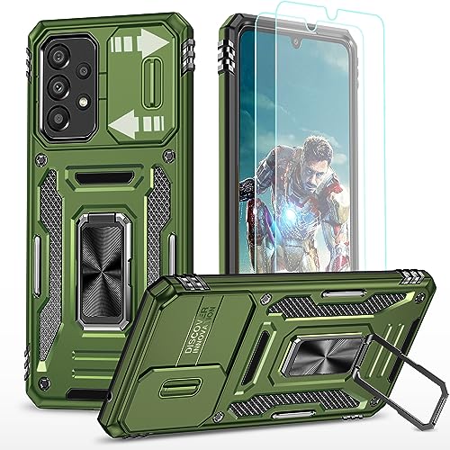 YmhxcY Hülle Für Samsung Galaxy A33 Hülle,*2 Displayschutzfolie,Slide Camera Cover, Militär Grade Schutzhülle, 360°Drehen Metallständer,Für Samsung Galaxy A33 5G Hülle-Olivgrün YmhxcY Hülle Für Samsung Galaxy A33 Hülle,*2 Displayschutzfolie,Slide Camera Cover, Militär Grade Schutzhülle, 360°Drehen Metallständer,Für Samsung Galaxy A33 5G Hülle-Olivgrün von YmhxcY