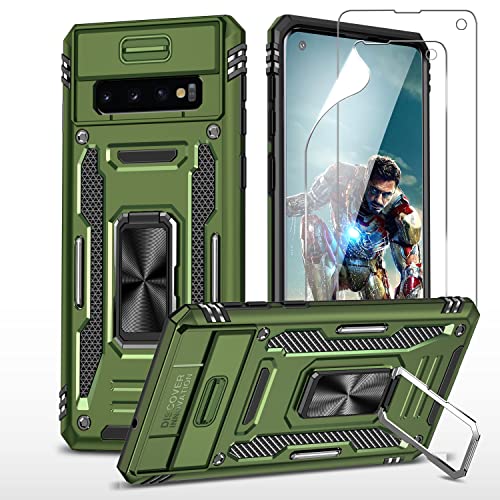 YmhxcY Hülle Für Samsung Galaxy S10 Hülle,*2 Displayschutzfolie,Slide Camera Cover, Militär Grade Schutzhülle, 360°Drehen Metallständer,Für Samsung Galaxy S10 Hülle-Olivgrün YmhxcY Hülle Für Samsung Galaxy S10 Hülle,*2 Displayschutzfolie,Slide Camera Cover, Militär Grade Schutzhülle, 360°Drehen Metallständer,Für Samsung Galaxy S10 Hülle-Olivgrün von YmhxcY