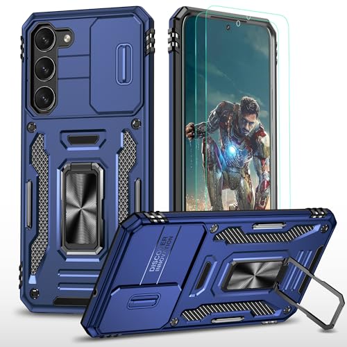 YmhxcY Hülle Für Samsung Galaxy S23 Hülle,*2 Displayschutzfolie,Slide Camera Cover, Militär Grade Schutzhülle, 360°Drehen Metallständer,Für Samsung Galaxy S23 Hülle-Blau YmhxcY Hülle Für Samsung Galaxy S23 Hülle,*2 Displayschutzfolie,Slide Camera Cover, Militär Grade Schutzhülle, 360°Drehen Metallständer,Für Samsung Galaxy S23 Hülle-Blau von YmhxcY