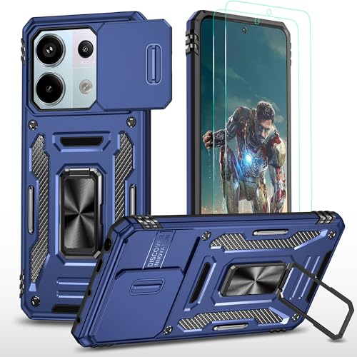 YmhxcY Hülle Für Xiaomi Redmi Note 13 Pro 5G/Poco X6 5G Hülle,*2 Displayschutzfolie,Slide Camera Cover, Militär Grade Schutzhülle, 360°Drehen Metallständer-Blau YmhxcY Hülle Für Xiaomi Redmi Note 13 Pro 5G/Poco X6 5G Hülle,*2 Displayschutzfolie,Slide Camera Cover, Militär Grade Schutzhülle, 360°Drehen Metallständer-Blau von YmhxcY