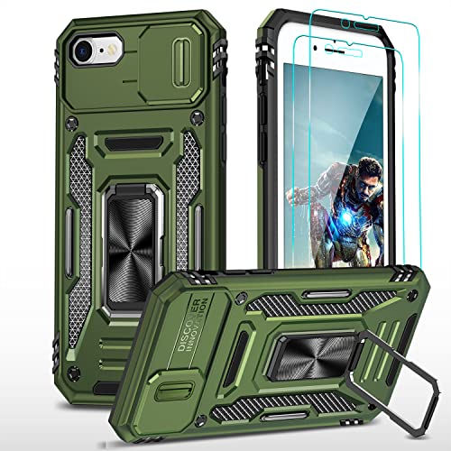 YmhxcY Hülle Für iPhone 7/8/SE 2020/2022 Hülle,*2 Displayschutzfolie,Slide Camera Cover, Militär Grade Schutzhülle, 360°Drehen Metallständer,Für iPhone 7/8/SE 2020/2022 Hülle-Olivgrün YmhxcY Hülle Für iPhone 7/8/SE 2020/2022 Hülle,*2 Displayschutzfolie,Slide Camera Cover, Militär Grade Schutzhülle, 360°Drehen Metallständer,Für iPhone 7/8/SE 2020/2022 Hülle-Olivgrün von YmhxcY