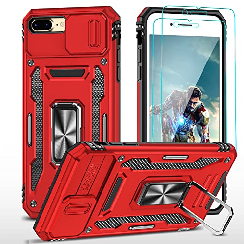 YmhxcY Hülle Für iPhone 7 Plus/iPhone 8 Plus Hülle,*2 Displayschutzfolie,Slide Camera Cover, Militär Grade Schutzhülle, 360°Drehen Metallständer,Für iPhone 7 Plus/iPhone 8 Plus Hülle-Rot YmhxcY Hülle Für iPhone 7 Plus/iPhone 8 Plus Hülle,*2 Displayschutzfolie,Slide Camera Cover, Militär Grade Schutzhülle, 360°Drehen Metallständer,Für iPhone 7 Plus/iPhone 8 Plus Hülle-Rot von YmhxcY