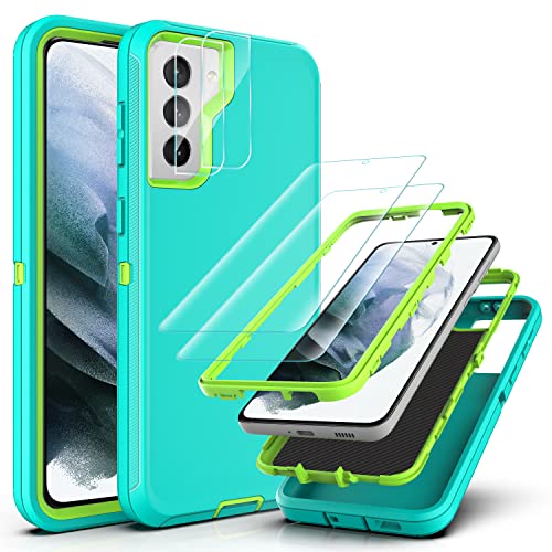 YmhxcY Hülle für Galaxy S21 Plus/Samsung S21 Plus mit 2-teiligem Hydrogel-Film und 2-teiligem Kameraobjektiv-Schutzfilm, 3-in-1 Anti-Drop-Schutzhülle für Samsung Galaxy S21 Plus - Aqua Blue/Lime Green YmhxcY Hülle für Galaxy S21 Plus/Samsung S21 Plus mit 2-teiligem Hydrogel-Film und 2-teiligem Kameraobjektiv-Schutzfilm, 3-in-1 Anti-Drop-Schutzhülle für Samsung Galaxy S21 Plus - Aqua Blue/Lime Green von YmhxcY