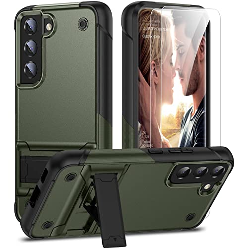 YmhxcY Hülle für Galaxy S21 Plus mit Samsung S21 Plus mit 2-Stück Wasserkondensationsschutzfolie,[Anti-Kratzer] Militärische Stoßfeste Handyhülle Samsung Galaxy S21 Plus-Army grün/schwarz von YmhxcY