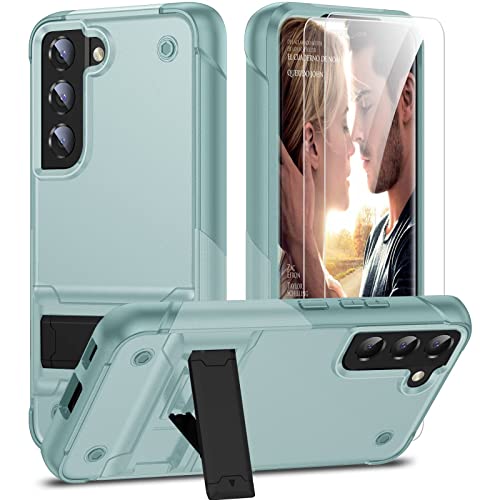 YmhxcY Hülle für Galaxy S21 mit Samsung S21 mit 2-Stück Wasserkondensationsschutzfolie,[Anti-Kratzer] Militärische Stoßfeste Handyhülle Samsung Galaxy S21-Minze von YmhxcY