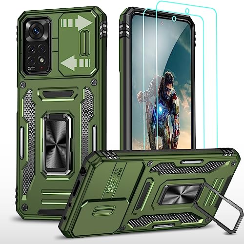 YmhxcY Hülle Für Xiaomi Redmi Note 11/Xiaomi Redmi Note 11S Hülle,*2 Displayschutzfolie,Slide Camera Cover, Militär Grade Schutzhülle, 360°Drehen Metallständer-Olivgrün YmhxcY Hülle Für Xiaomi Redmi Note 11/Xiaomi Redmi Note 11S Hülle,*2 Displayschutzfolie,Slide Camera Cover, Militär Grade Schutzhülle, 360°Drehen Metallständer-Olivgrün von YmhxcY