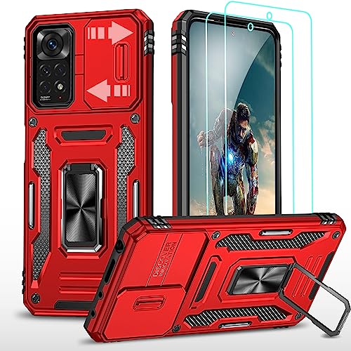 YmhxcY Hülle Für Xiaomi Redmi Note 11/Xiaomi Redmi Note 11S Hülle,*2 Displayschutzfolie,Slide Camera Cover, Militär Grade Schutzhülle, 360°Drehen Metallständer-Rot YmhxcY Hülle Für Xiaomi Redmi Note 11/Xiaomi Redmi Note 11S Hülle,*2 Displayschutzfolie,Slide Camera Cover, Militär Grade Schutzhülle, 360°Drehen Metallständer-Rot von YmhxcY