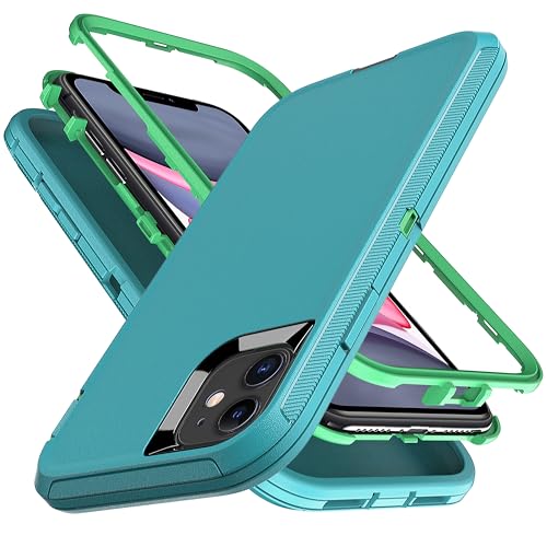 YmhxcY Hülle für iPhone 11,3-in-1 Anti-Drop-Schutzhülle für iPhone 11 6,1 Zoll-Aqua Blue/Lime Green von YmhxcY