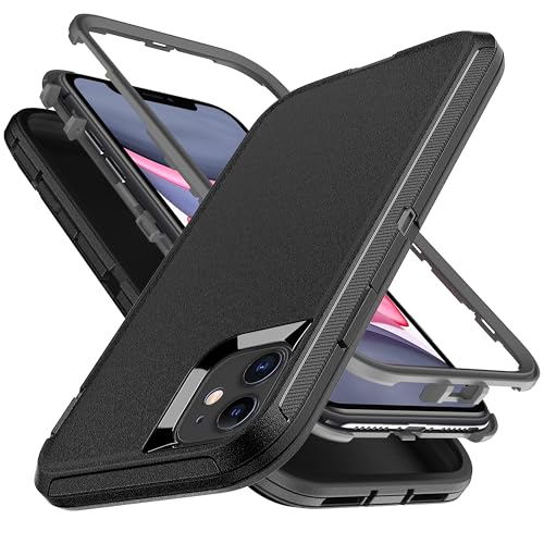 YmhxcY Hülle für iPhone 11,3-in-1 Anti-Drop-Schutzhülle für iPhone 11 6,1 Zoll-Schwarz/Grau von YmhxcY