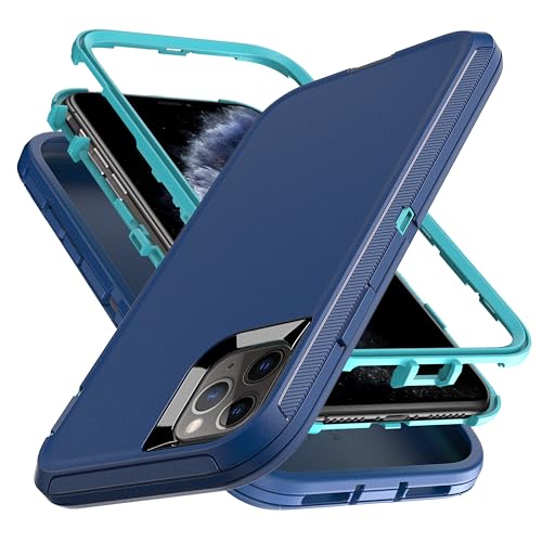 YmhxcY Hülle für iPhone 11 Pro,3-in-1 Anti-Drop-Schutzhülle für iPhone 11 Pro 5,8 Zoll-Blau/Türkis von YmhxcY