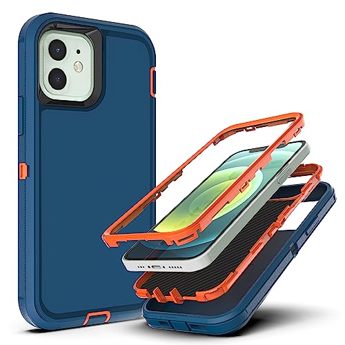 YmhxcY Hülle für iPhone 12 und iPhone 12 Pro,mit 3-in-1 Anti-Drop-Schutzhülle für iPhone 12/12 Pro-Blau/Orange von YmhxcY