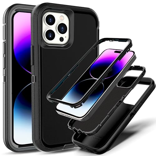 YmhxcY Hülle für iPhone 14 Pro Max mit,3-in-1 Anti-Drop-Schutzhülle für Apple iPhone 14 Pro 6,7 Zoll-Schwarz von YmhxcY